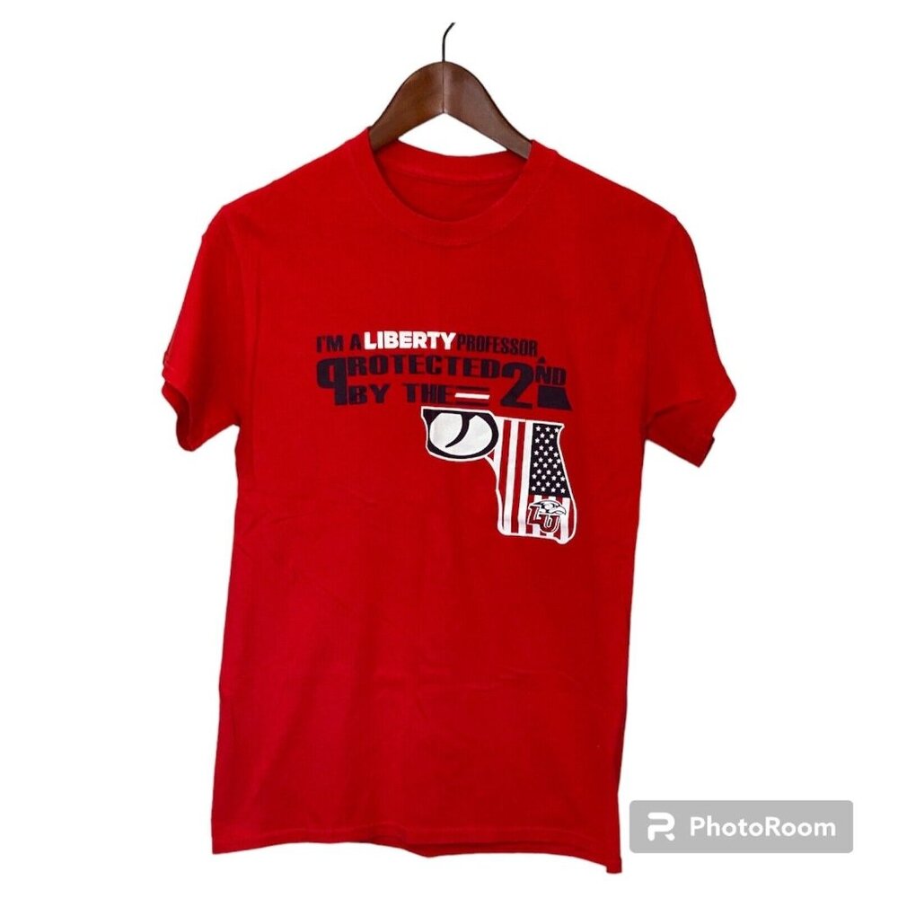 Liberty Professor Red S/S T-Shirt Men's Size S Protected By The 2nd 2A Patriot